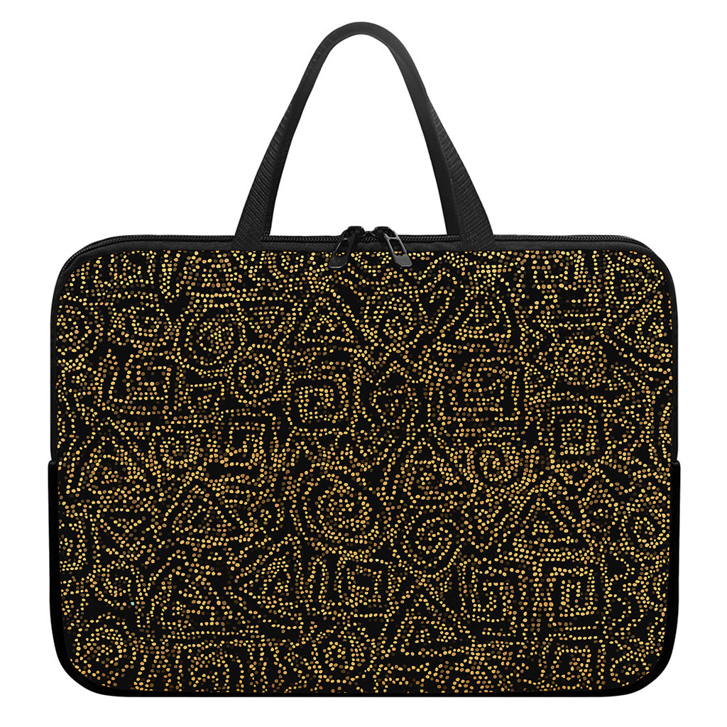 Black And Gold African Afro Print Laptop Sleeve With Handle