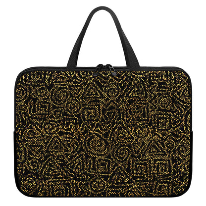 Black And Gold African Afro Print Laptop Sleeve With Handle