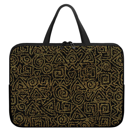 Black And Gold African Afro Print Laptop Sleeve With Handle