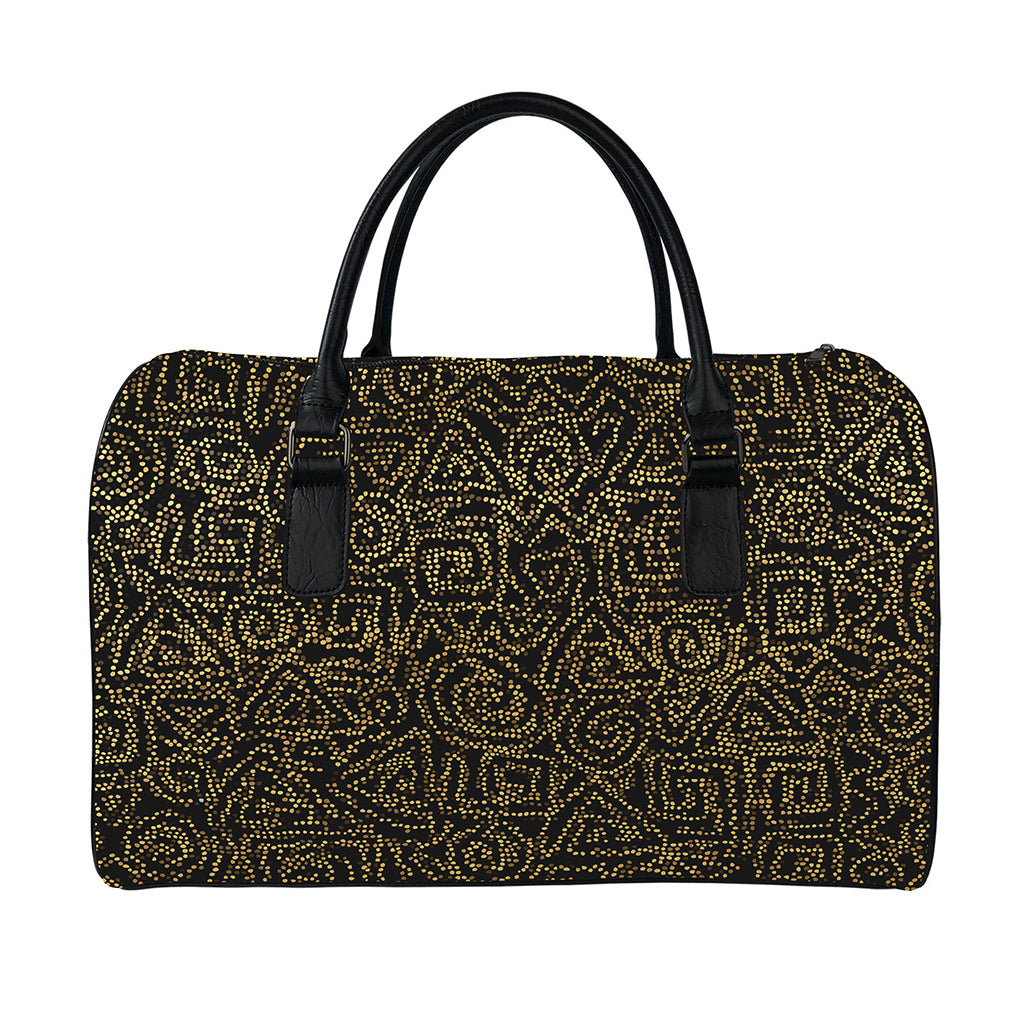 Black And Gold African Afro Print Leather Duffle Bag