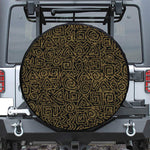 Black And Gold African Afro Print Leather Spare Tire Cover