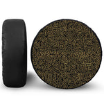 Black And Gold African Afro Print Leather Spare Tire Cover