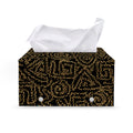 Black And Gold African Afro Print Leather Tissue Box Cover