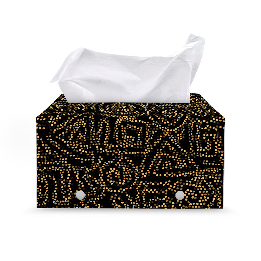 Black And Gold African Afro Print Leather Tissue Box Cover