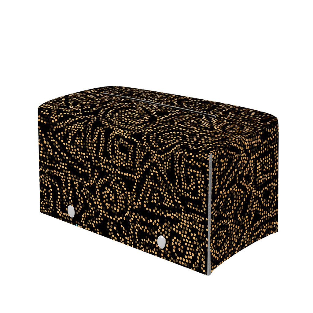 Black And Gold African Afro Print Leather Tissue Box Cover