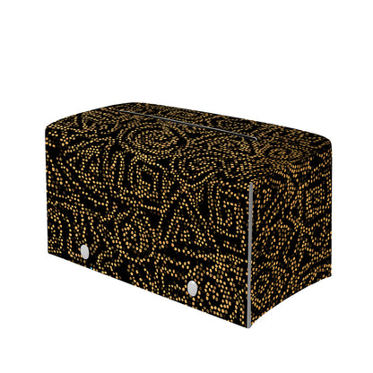 Black And Gold African Afro Print Leather Tissue Box Cover