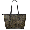 Black And Gold African Afro Print Leather Tote Bag With Zipper