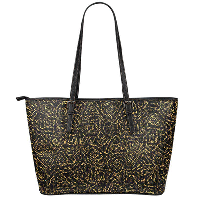 Black And Gold African Afro Print Leather Tote Bag