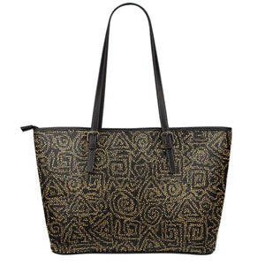 Black And Gold African Afro Print Leather Tote Bag