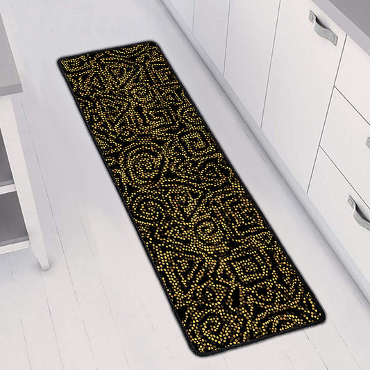 Black And Gold African Afro Print Long Kitchen Mat