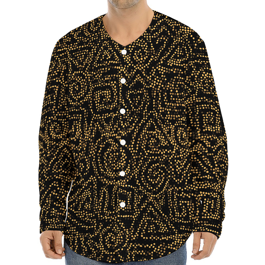 Black And Gold African Afro Print Long Sleeve Baseball Jersey