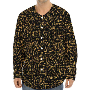 Black And Gold African Afro Print Long Sleeve Baseball Jersey