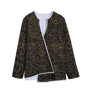 Black And Gold African Afro Print Long Sleeve Short Coat