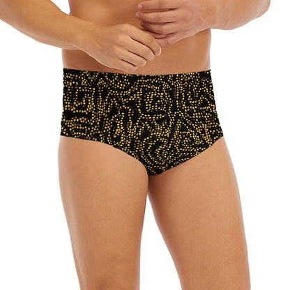 Black And Gold African Afro Print Men's Briefs