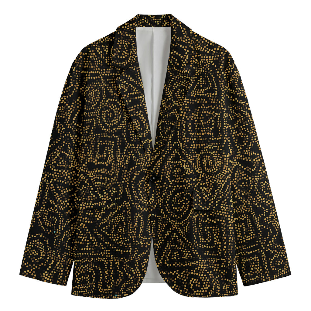 Black And Gold African Afro Print Men's Cotton Blazer