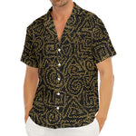 Black And Gold African Afro Print Men's Deep V-Neck Shirt