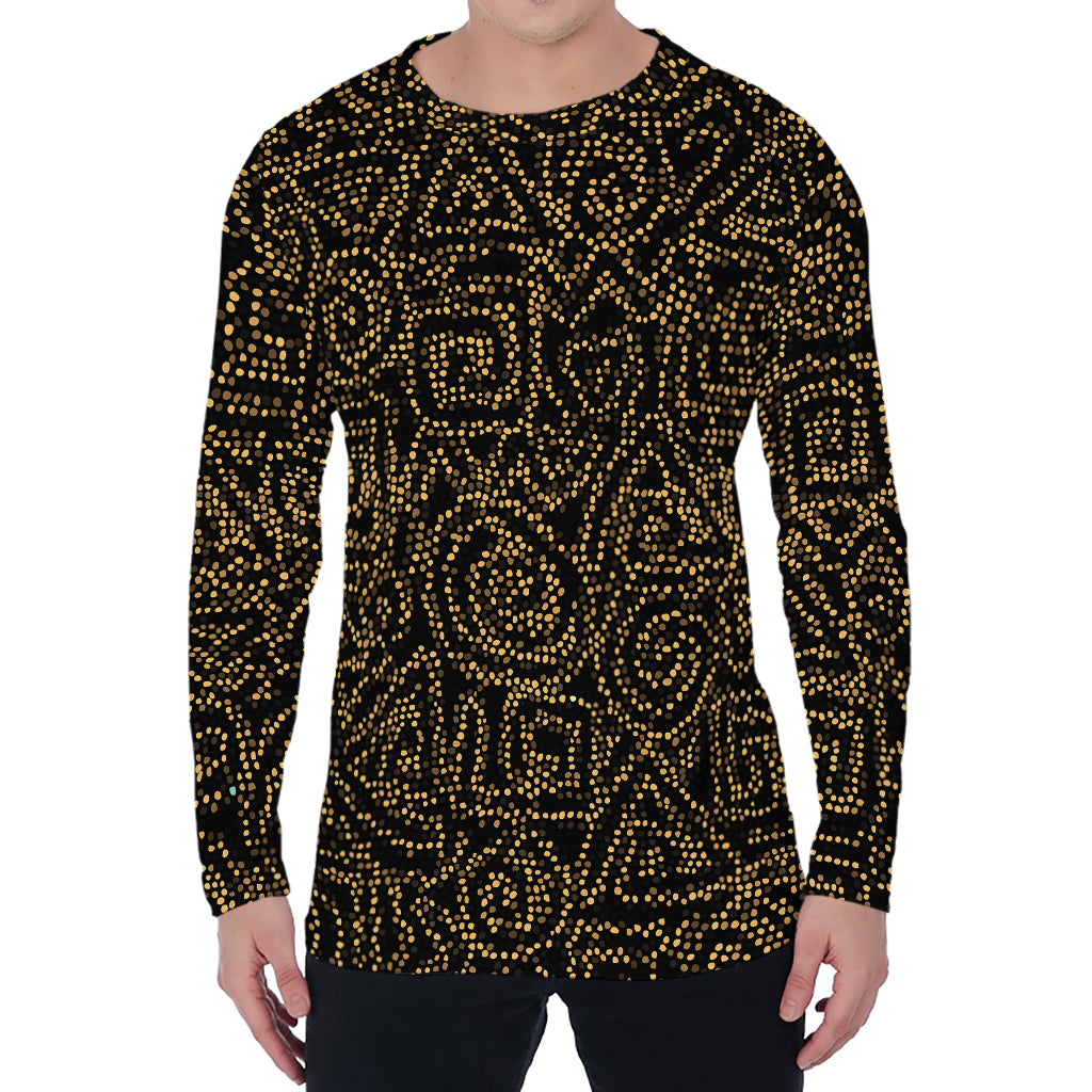 Black And Gold African Afro Print Men's Long Sleeve T-Shirt