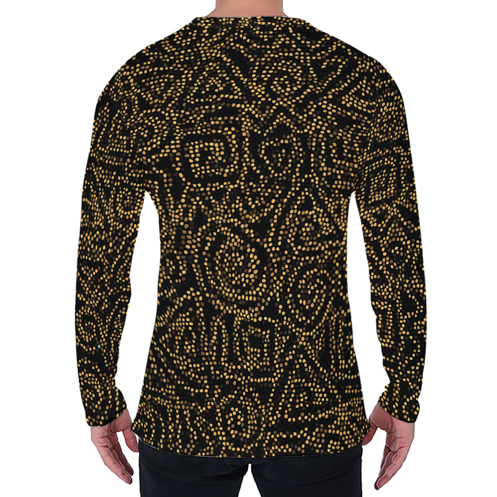 Black And Gold African Afro Print Men's Long Sleeve T-Shirt