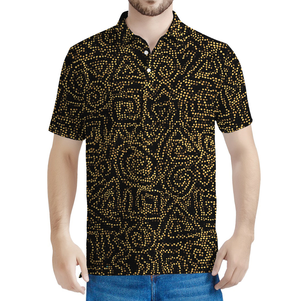 Black And Gold African Afro Print Men's Polo Shirt