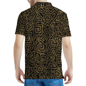 Black And Gold African Afro Print Men's Polo Shirt