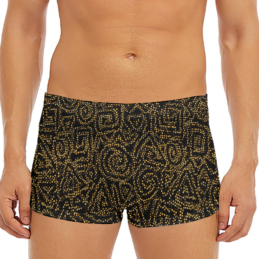Black And Gold African Afro Print Men's Short Boxer Briefs