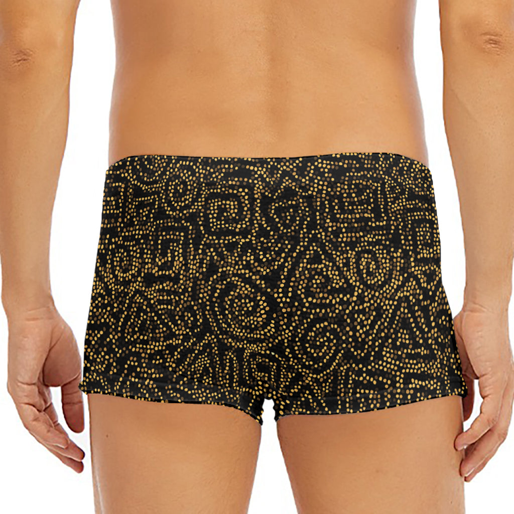 Black And Gold African Afro Print Men's Short Boxer Briefs