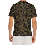 Black And Gold African Afro Print Men's Short Sleeve Rash Guard