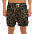 Black And Gold African Afro Print Men's Split Running Shorts