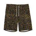 Black And Gold African Afro Print Men's Athletic Shorts