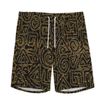 Black And Gold African Afro Print Men's Sports Shorts