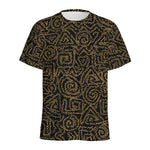 Black And Gold African Afro Print Men's Sports T-Shirt