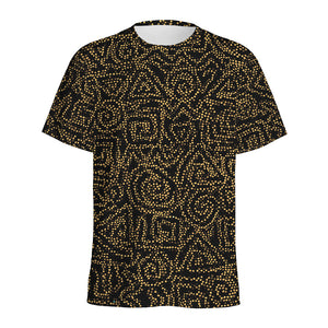 Black And Gold African Afro Print Men's Sports T-Shirt