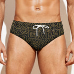 Black And Gold African Afro Print Men's Swim Briefs