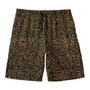 Black And Gold African Afro Print Men's Swim Trunks