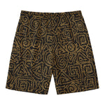 Black And Gold African Afro Print Men's Swim Trunks