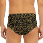 Black And Gold African Afro Print Men's Triangle Swim Briefs