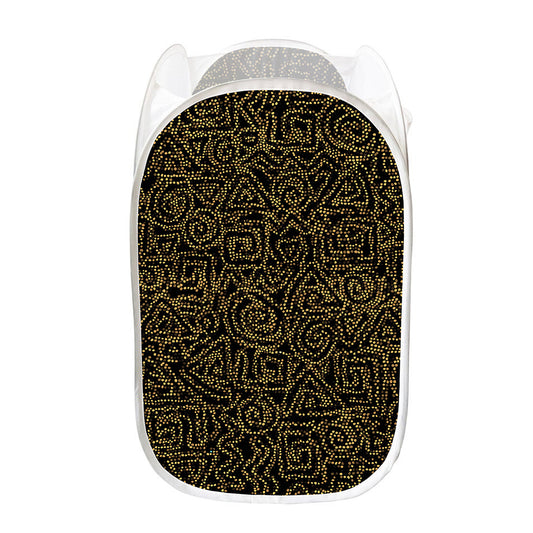 Black And Gold African Afro Print Mesh Laundry Hamper
