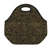 Black And Gold African Afro Print Neoprene Lunch Bag