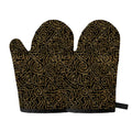 Black And Gold African Afro Print Oven Mitts