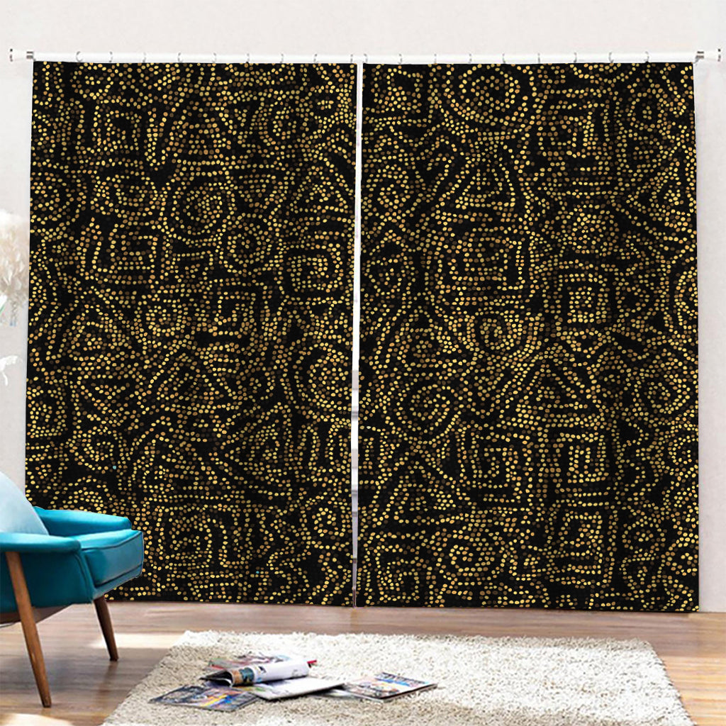 Black And Gold African Afro Print Pencil Pleat Curtains