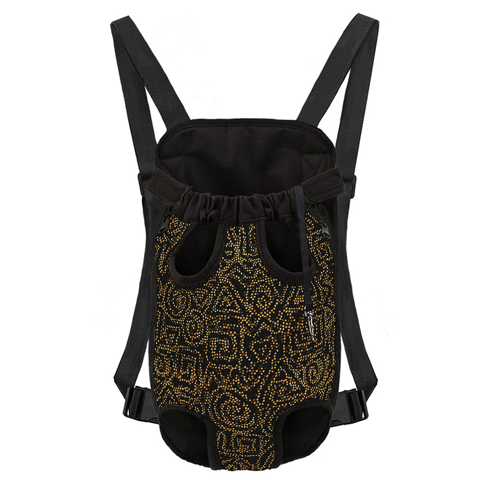 Black And Gold African Afro Print Pet Carrier Backpack