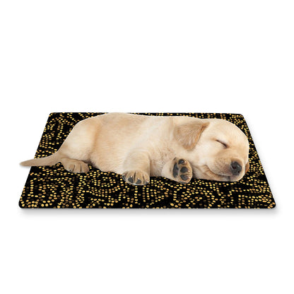 Black And Gold African Afro Print Pet Cooling Mat Cover