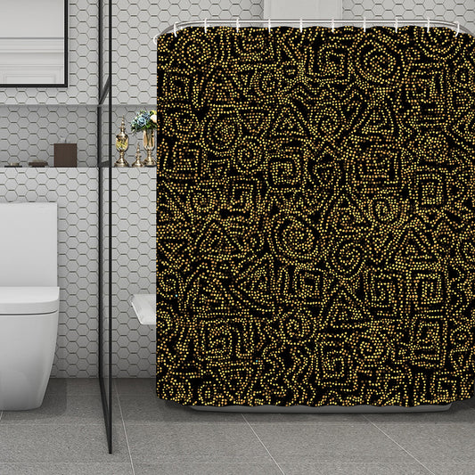 Black And Gold African Afro Print Polyester Shower Curtain