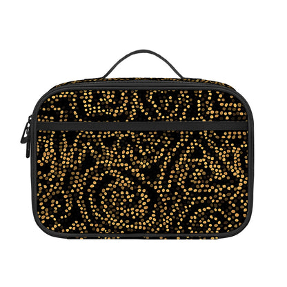 Black And Gold African Afro Print Portable Lunch Bag