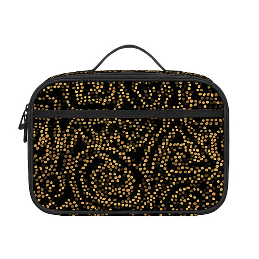 Black And Gold African Afro Print Portable Lunch Bag