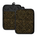 Black And Gold African Afro Print Pot Holders With Pocket