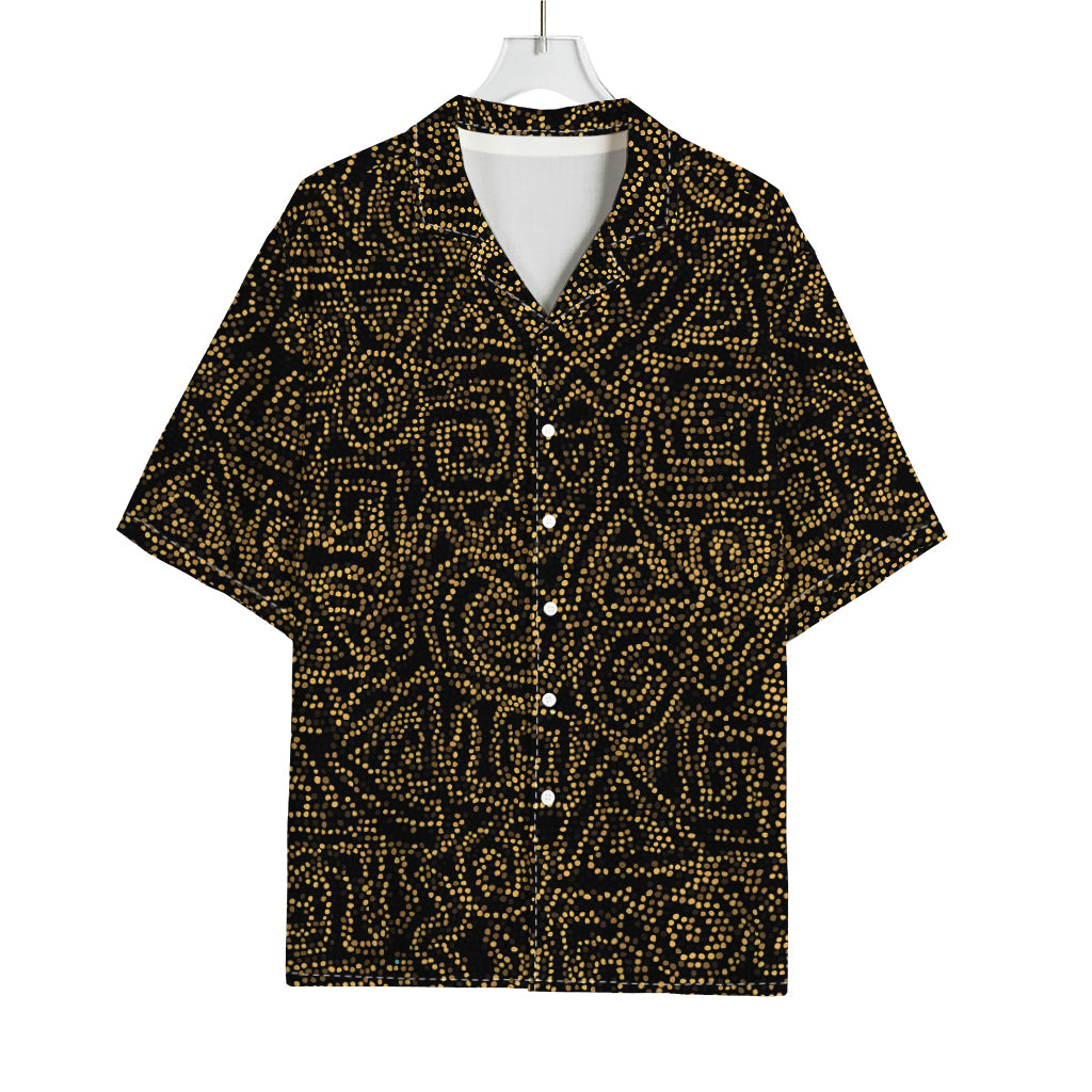 Black And Gold African Afro Print Rayon Hawaiian Shirt