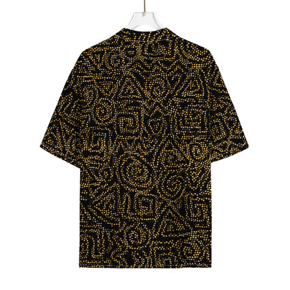 Black And Gold African Afro Print Rayon Hawaiian Shirt
