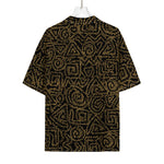 Black And Gold African Afro Print Rayon Hawaiian Shirt