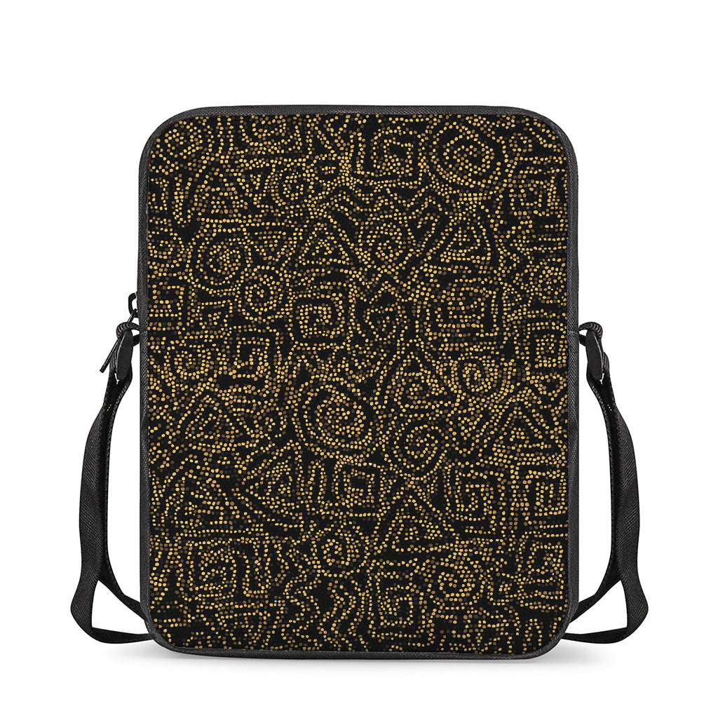 Black And Gold African Afro Print Rectangular Crossbody Bag